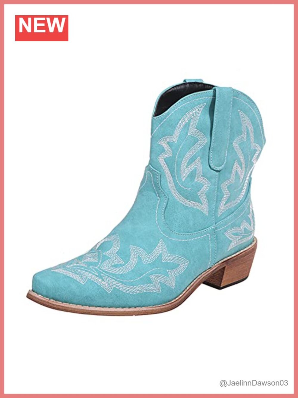 PU Leather Cowboy Ankle Booties Pointed Toe Western Boots